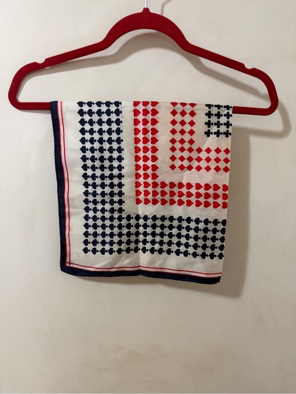 Vintage Echo Navy Off White and Red Playing Card Motif Scarf